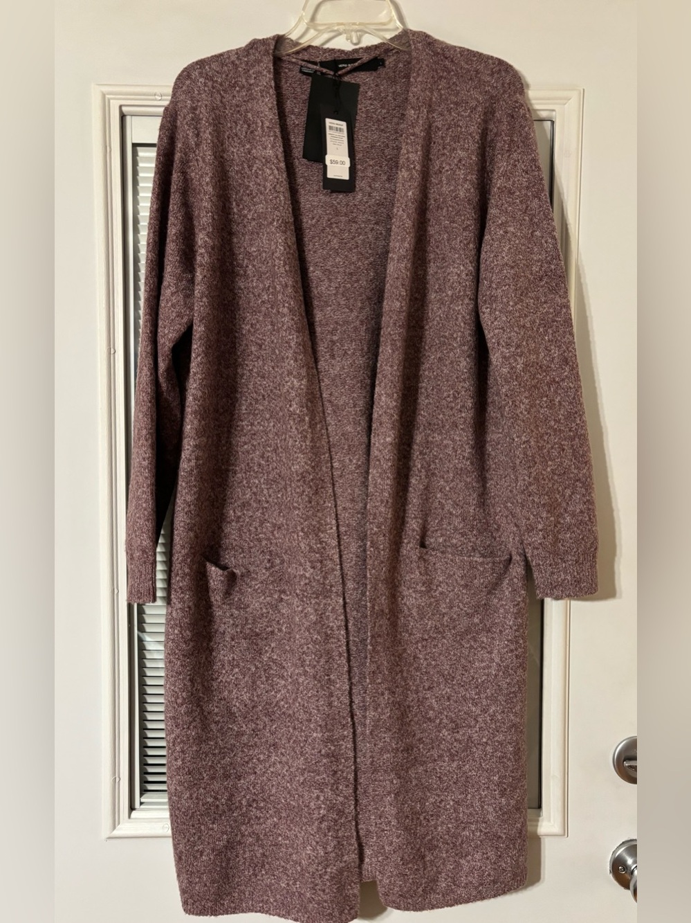 Vero Moda Open-Front Long Cardigan – Dusty Mauve